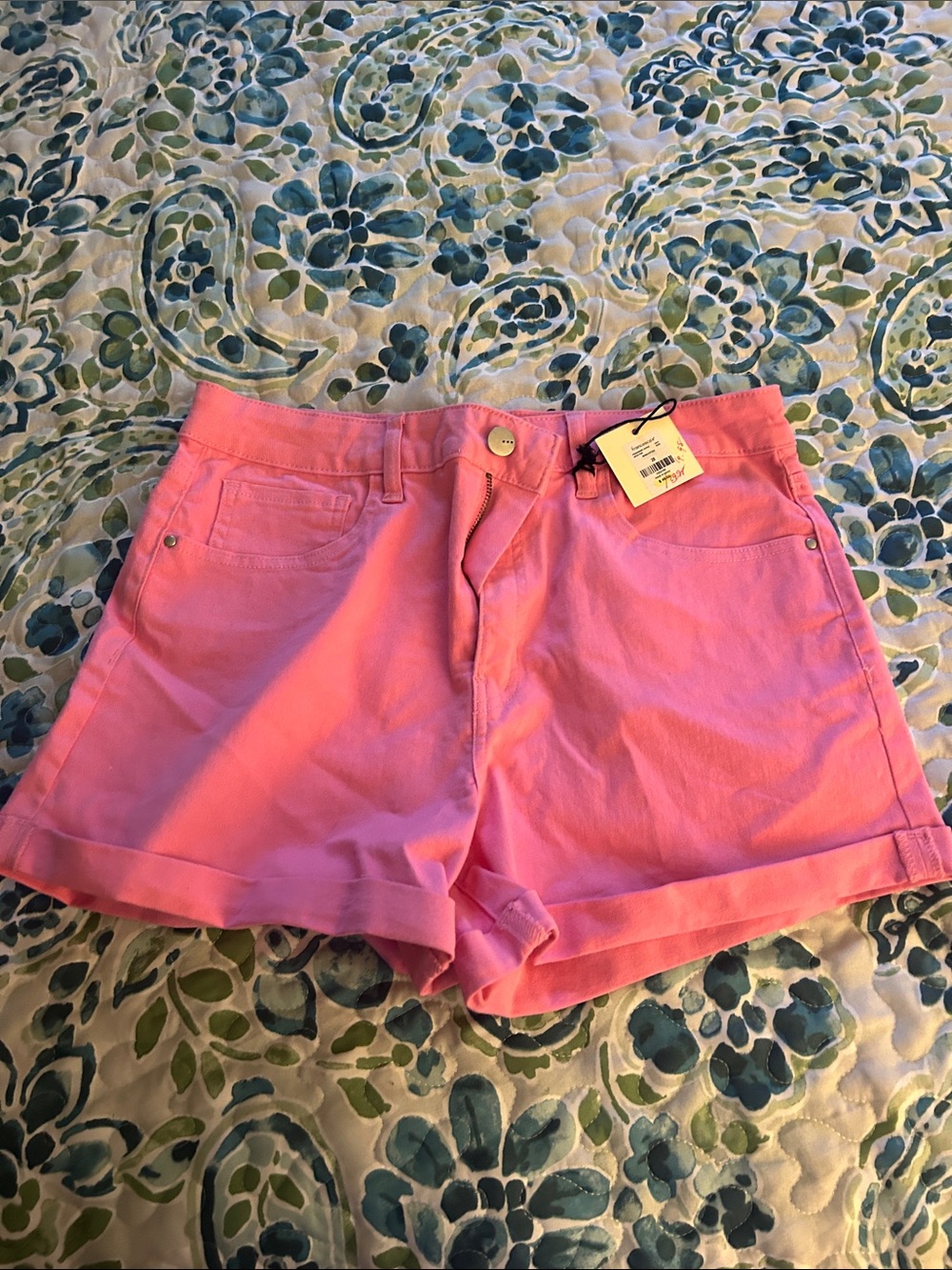 Women’s Pink Casual Roll-Hem Shorts